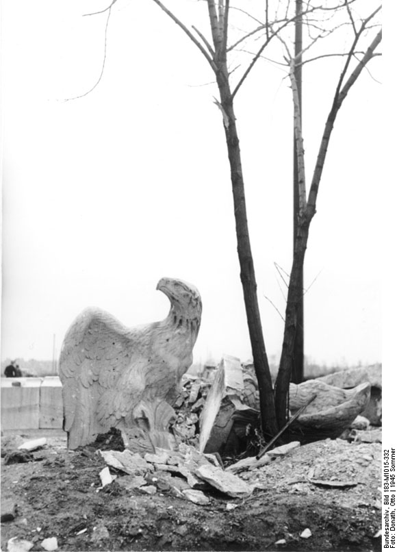 After the Unconditional Surrender: Ruins at Brandenburg Gate (May 8, 1945)